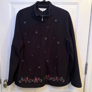 Northern Reflections Black Coat with Red Cardinal Design
